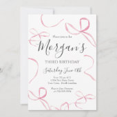 Roze boog verjaardag uitnodiging, Preppy meisje ve Kaart (Voorkant)