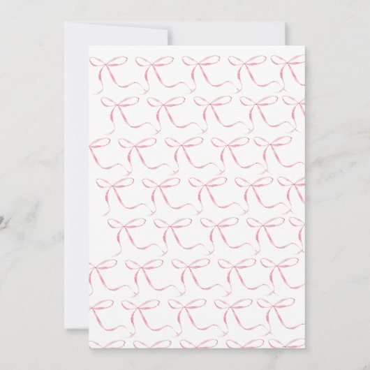 Roze boog verjaardag uitnodiging, Preppy meisje ve Kaart (Achterkant)