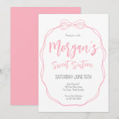 Roze boog verjaardag uitnodiging, Preppy meisje ve Kaart (Voorkant / Achterkant)