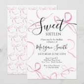 Roze boog Verjaardag Uitnodiging, Sweet Sixteen Kaart (Voorkant / Achterkant)