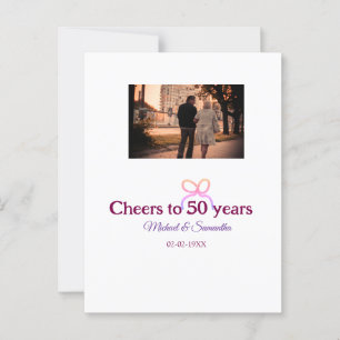 Roze boog viert 50-jarig huwelijksjubileum briefkaart
