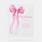 Roze boog - welkom baby shower feest acryl bord (Voorkant)