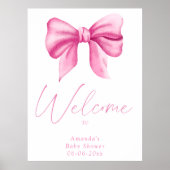 Roze boog - welkom baby shower feest poster (Voorkant)