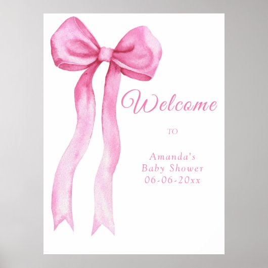 Roze boog - welkom baby shower feest poster (Voorkant)