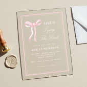 Roze boog Ze bindt de knoop Vrijgezellenfeest Acryl Uitnodigingen