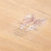 Roze boog Ze bindt de knoop Vrijgezellenfeest Acryl Uitnodigingen (Laagn)