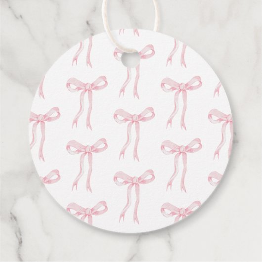 Roze boog Ze bindt de knoop Vrijgezellenfeest Bedankjes Labels (Achterkant)