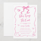 Roze boog Ze bindt de knoop Vrijgezellenfeest Kaart (Voorkant / Achterkant)