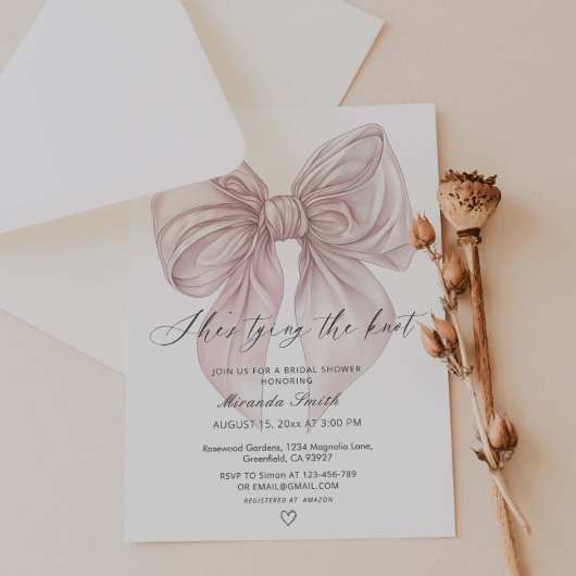 Roze boog Ze bindt de knoop Vrijgezellenfeest Kaart