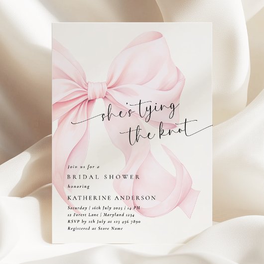 Roze boog Ze bindt de knoop Vrijgezellenfeest Kaart