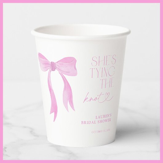 Roze boog Ze bindt de knoop Vrijgezellenfeest Papieren Bekers