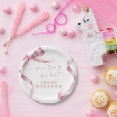 Roze boog Ze bindt de knoop Vrijgezellenfeest Papieren Bordje (Feest)