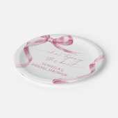 Roze boog Ze bindt de knoop Vrijgezellenfeest Papieren Bordje (Gekanteld)