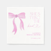 Roze boog Ze bindt de knoop Vrijgezellenfeest Servet (Voorkant)