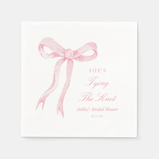 Roze boog Ze bindt de knoop Vrijgezellenfeest Servet (Voorkant)