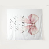 Roze boog Ze bindt de knoop Vrijgezellenfeest Wandkleed (Voorkant (horizontaal))