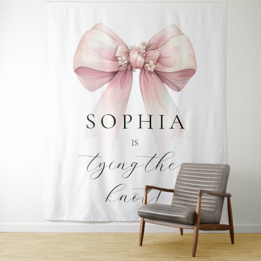Roze boog Ze bindt de knoop Vrijgezellenfeest Wandkleed (In situ)