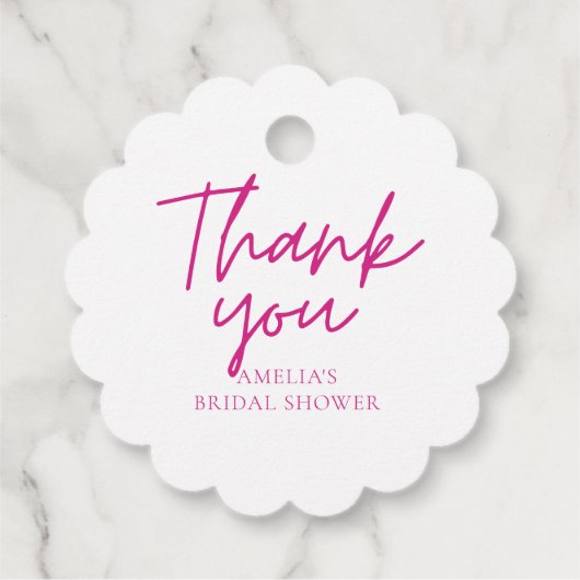 Roze boog Ze is de knoop Vrijgezellenfeest binden Bedankjes Labels (Achterkant)