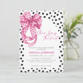 Roze boog Ze is de knoop Vrijgezellenfeest binden Kaart (Staand voorkant)