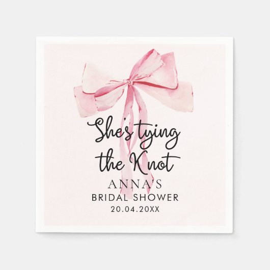 Roze boog Ze Tying The Knot Vrijgezellenfeest Servet (Voorkant)