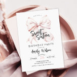 roze boog zoet zestien verjaardag uitnodiging<br><div class="desc">Pink Bow Sweet Sixteen Verjaardag Uitnodiging voor een moderne strik esthetische 16e verjaardag viering</div>