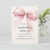 Roze boogcrème elegant SWEET 16 luxe Kaart (Staand voorkant)