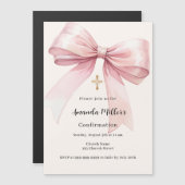 Roze boogcrème meisje Bevestiging Magnetische Uitnodiging (Voorkant / Achterkant)