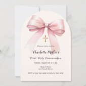 Roze boogcrème meisje Eerste Communie boog Kaart (Voorkant)