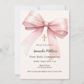Roze boogcrème meisje Eerste Communie Kaart (Voorkant)