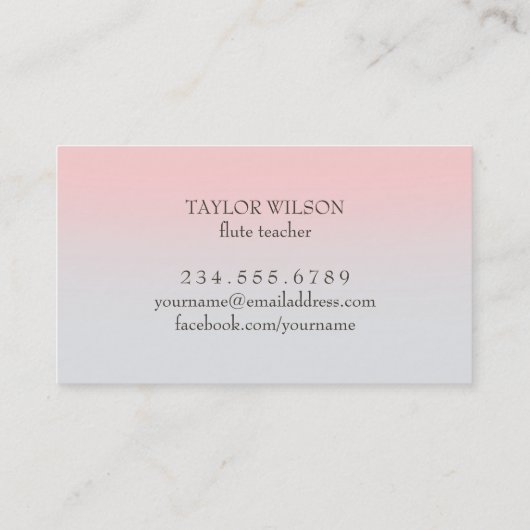 roze boogfluitist visitekaartje (Achterkant)