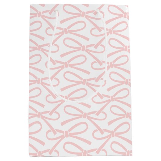  roze boogpatroon wit medium geschenktas cadeauzakje (Voorkant)