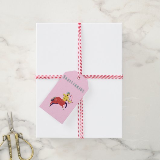 Roze Boogschutter, sterrenbeeld, sterrenbeeld Cadeaulabel (Met Touw)