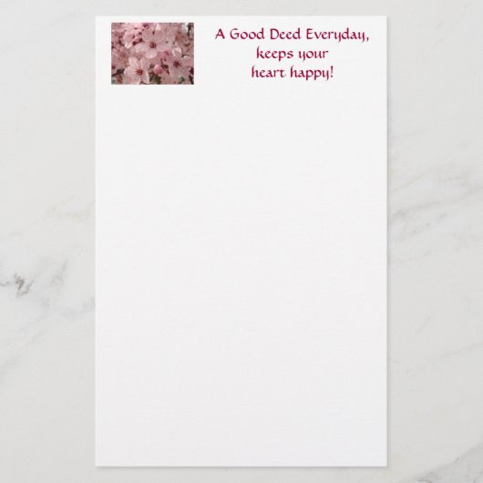 Roze Boom Bloesem Briefpapier Bloemen (Voorkant)