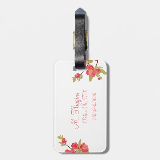 Roze boom Blossom Bagagelabel (Achterkant verticaal)