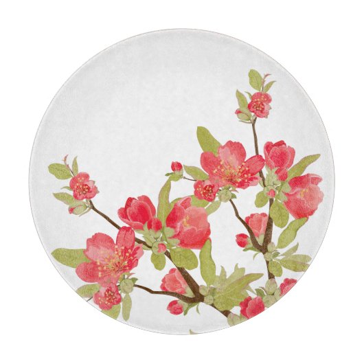 Roze boom Blossom Glass Cutting Board Snijplank (Voorkant)