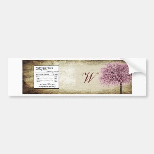 Roze Boom Bruiloft Water Fles Label Bumpersticker (Voorkant)