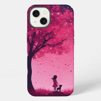 Roze boom en sterren appel iphone 13 hoesje