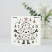 Roze boom-geweldige tijd feestdagenkaart (Staand voorkant)
