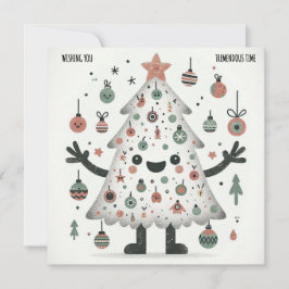 Roze boom-geweldige tijd feestdagenkaart