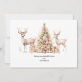 Roze Boom Herten Rendier Boho Vintage Kerstmis Feestdagenkaart (Voorkant)