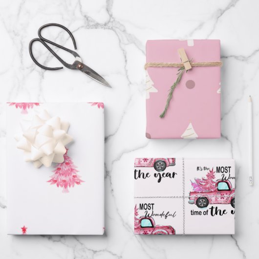 Roze Boom Inpakpapier Vel (Voorkant)