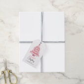 Roze Boom Kerst Vakantie Cadeaulabel (Met Touw)