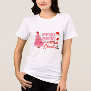 Roze boom & Kerstmis #kerstboom #xmas Tri-Blend Shirt