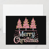 Roze Boom Kerstvakantie Winter Meisje Feestdagenkaart (Voorkant / Achterkant)