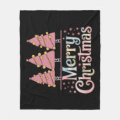 Roze Boom Kerstvakantie Winter Meisje Fleece Deken (Voorkant)
