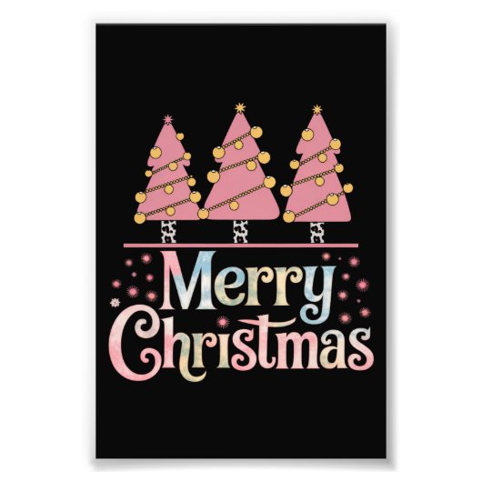 Roze Boom Kerstvakantie Winter Meisje Foto Afdruk (Voorkant)