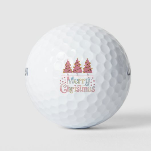 Roze Boom Kerstvakantie Winter Meisje Golfballen (Voorkant)