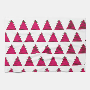 Roze boom met groene kerst keukenhanddoek