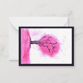 Roze Boom Notitiekaart Notitiekaartje