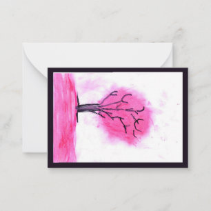 Roze Boom Notitiekaart Notitiekaartje